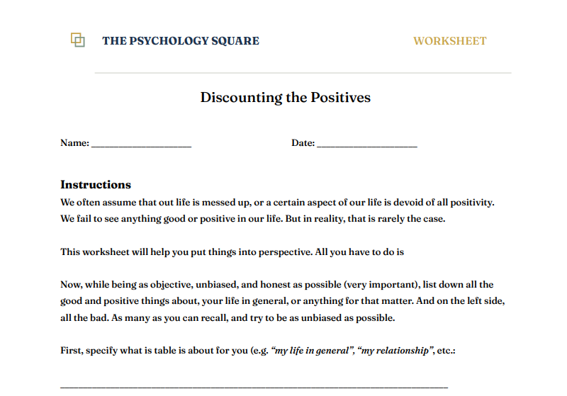 Discounting the Positives Worksheet