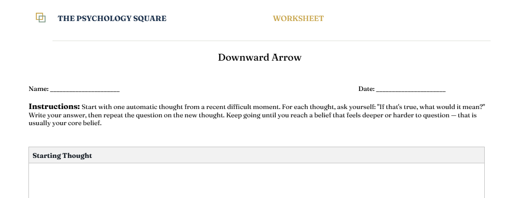 Downward Arrow Technique - Worksheet