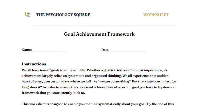 Goal Acheivement Framework-Worksheet