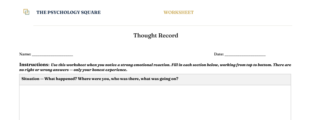 Thought Record Worksheet